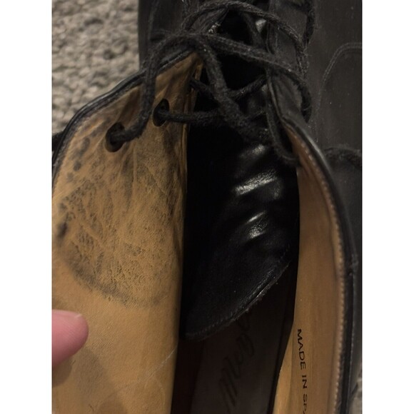 Mezlan Size 9 Camden Cap Toe Leather Black  Boots Shoes Ankle MEN\'S Spain